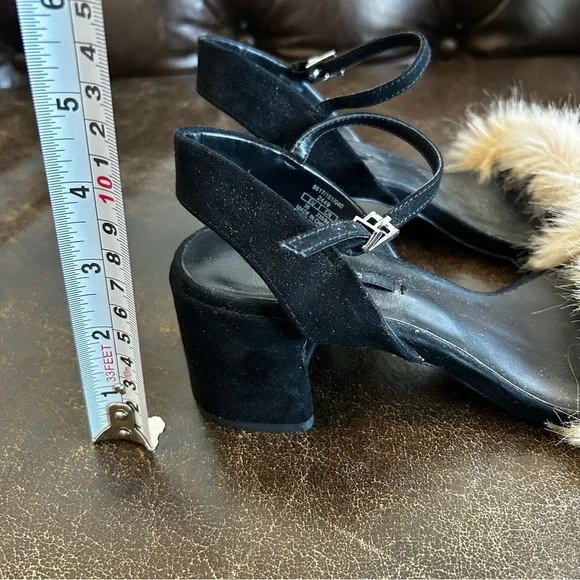 ✨4 for $60✨ Zara Black Heels with Tan Faux Fur Strap Size 36 - Picture 8 of 8
